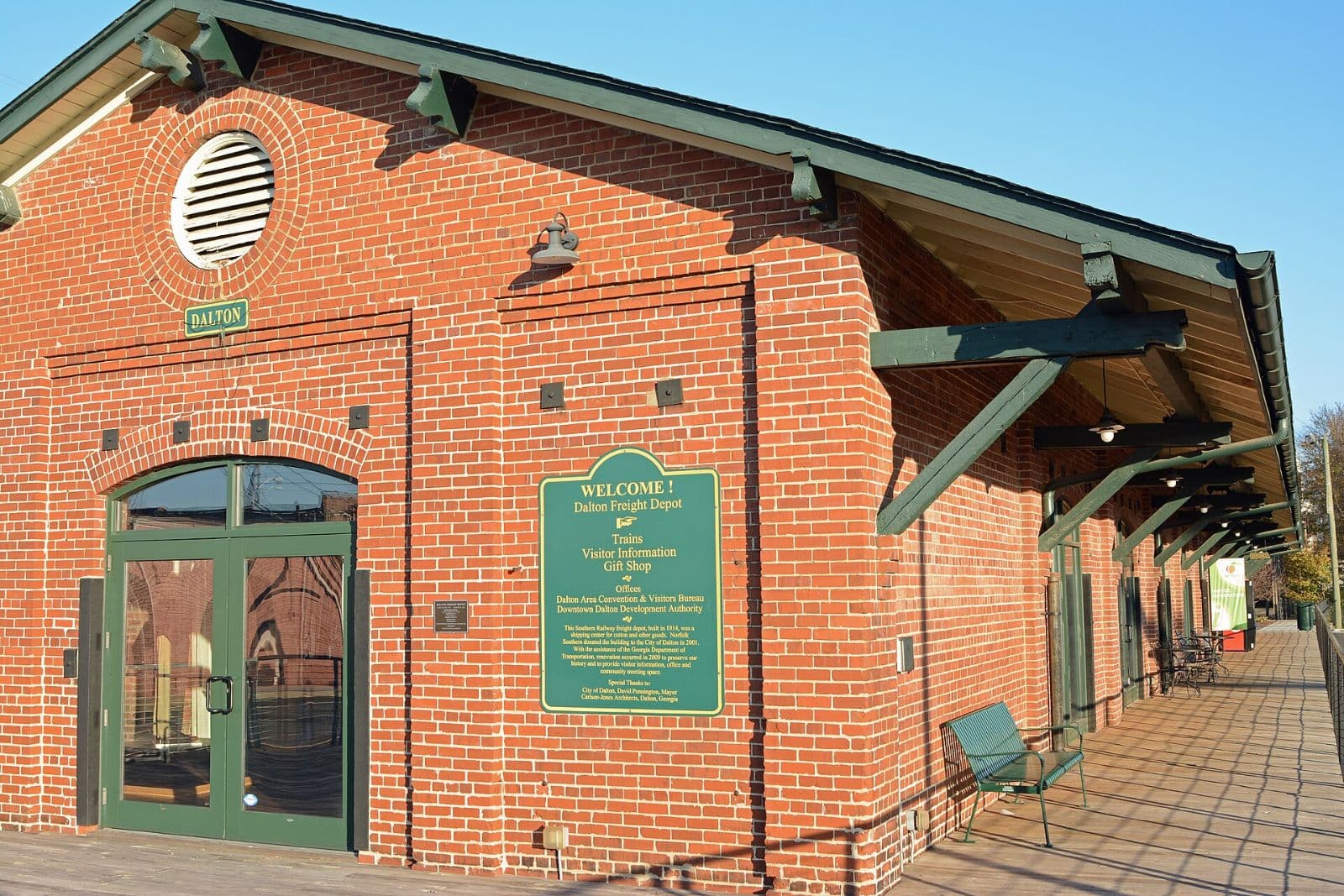 Restored brick Dalton Freight Depot building in Dalton, Georgia